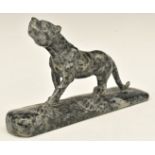 Chinese carved jade / hardstone figure of a dog, L20.5 x H13cm
