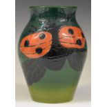 Dennis Chinaworks signed Sally Tuffin limited edition 6/34 baluster vase decorated with ladybirds,