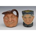 Two Royal Doulton jugs Toothless Granny and John Barleycorn, Old Lad, tallest 18cm