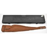Two shotgun or rifle carry cases comprising a hard flight case (122x26x11cm) and a canvas and