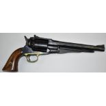 Italian .44 six shot single action percussion revolver with adjustable sights, brass trigger