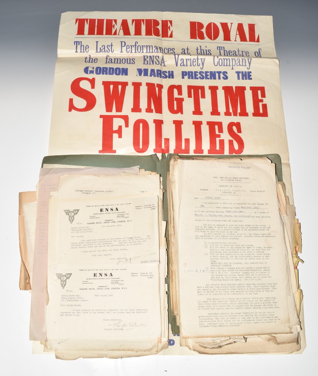 WW2 ENSA interest poster for the Swingtime Follies last performance at the Theatre Royal, 51 x