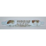 Georgian glass rolling pin with sailing ship decoration and script 'Robert and Susannah Heffell