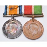 Mercantile Marine War Medal and WW1 War Medal both named Ernest Boullen