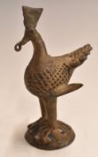 Indian cast brass or bronze figure of a peacock probably Maliah Khond people of Gunkam Hills,
