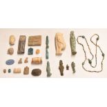 A collection of ancient Egyptian and later amulets, statuettes etc