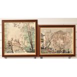 Two Japanese limited edition (25/100 and 48/100) woodblock or similar prints, one a bridge over a