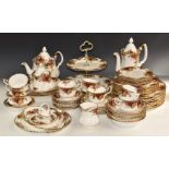 Approximately sixty eight pieces of Royal Albert Old Country Roses teaware including two teapots and