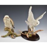 Two Country Artists bird of prey figures 'Saker Falcon' and 'Snowy Owl Flight', one with box,