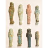 Eight ancient Egyptian shabti, largest 7.3cm tall.