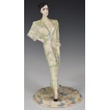 Dennis Chinaworks signed figurine from the 1980s Fashion Figurines series in green colourway