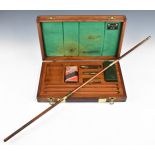 James Purdey & Sons oak cased cleaning kit with three piece rod, jag, mop, phosphor bronze brush,