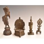 Four Indian bronzes comprising three deities/ and a shrine or censer, largest 22cm tall.