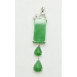An 18ct white gold pendant set with jadeite and diamonds