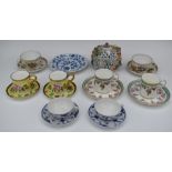 A collection of porcelain cabinet cups and saucers and pot pourri including Dresden, Copenhagen,