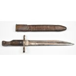 Ross Rifle Company 1907 pattern bayonet with wooden handle, pommel stamped with ministry broad