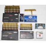 A collection of .22, .222 and .308 rifle cartridges including Sako, Winchester Remington, CCI and