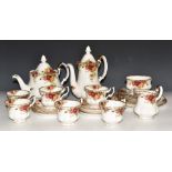 Approximately twenty two pieces of Royal Albert Old Country Roses teaware including two teapots,