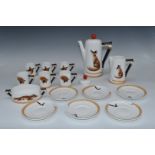 Royal Doulton coffee set decorated in Reynard the Fox pattern, tallest 28cm