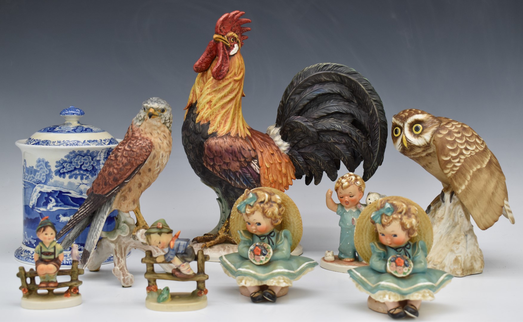 Collection of Goebel and Spode bird figures, Hummels and a Spode Italian biscuit barrel, tallest - Image 2 of 5