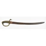 Continental short sword/cutlass with brass hilt and 50cm curved blade. PLEASE NOTE ALL BLADED
