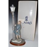 Lladro figure Lamplighter, with plinth and original box, H47cm