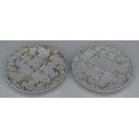 Two Meissen relief moulded cabinet plates with gilt decoration, diameter 21.5cm