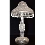A large cut glass domed table lamp with metal mounts, H46cm