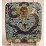 Chinese 19thC cloisonné cigarette case with dragon decoration, 8 x 9cm