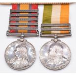 British Army Boer War medal pair comprising Queen's South Africa Medal with clasps for Relief of