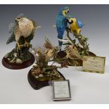 Three Country Artists bird figures 'Sapphire and Gold', 'Autumn Gatherings' and 'Sparrowhawk', in