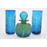Mdina bottle with stopper and a pair of and trailed vases, tallest 20cm