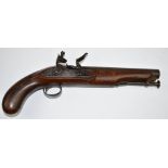 Joseph Simmons 10 bore flintlock pistol with named lock, engraved lock, hammer, trigger guard and