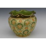 Doulton Lambeth jardinière with floral decoration, H20.5 x D25cm