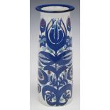 Danish faience tapering vase with painted marks to base, H27cm