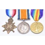 British Army WW1 medal trio comprising 1914 Mons Star, War Medal and Victory Medal named to 4350 L/
