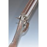 John Blanche & Son 12 bore side by side hammer action shotgun with engraved named lock, hammers,