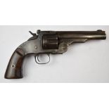 Deactivated Smith & Wesson Schofield .45 six-shot single action revolver with wooden grips and 5