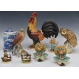 Collection of Goebel and Spode bird figures, Hummels and a Spode Italian biscuit barrel, tallest