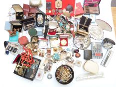 A collection of costume jewellery including silver, necklaces, watches, brooches, etc