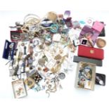 A collection of jewellery including Monet earrings, Miracle pendants, Hollywood necklace and