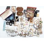 A collection of costume jewellery including Trifari, Napier, Monet, silver and other necklaces,