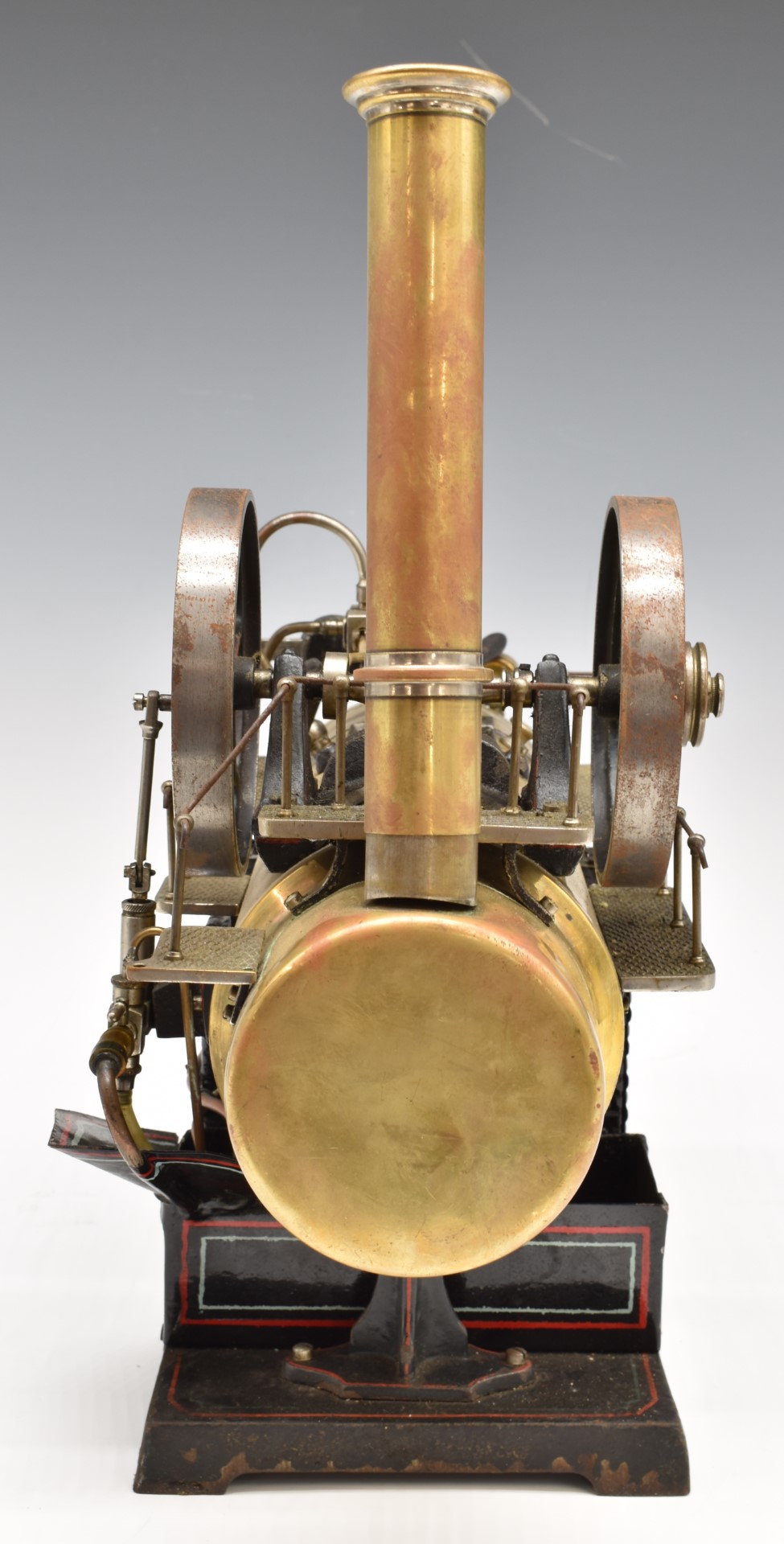 Doll model 520 overtype live steam engine with single cylinder, with twin fly wheels, lever safety - Image 3 of 7