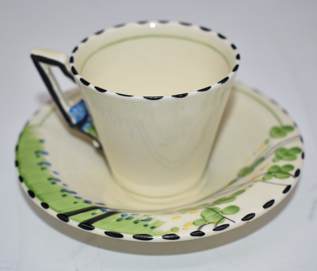 Two Burleigh Art Deco coffee cups and saucers, one also marked Zenith, diameter 12cm - Image 4 of 4