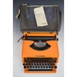 Retro Orange Esselte Lisa 30 typewriter, in carry bag with original instructions