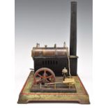 Stationary live steam engine with with oscillating cylinder, governor and sight glass