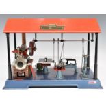 Wilesco model D141 live steam powered workshop with D14 overtype steam engine with line shaft,