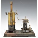 Doll model 352 twin cylinder vertical live steam engine c1927, with pressure gauge, sight glass,