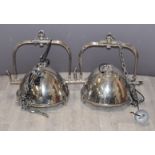 Pair of industrial hanging lights, height of lamp only 60cm, diameter 42cm