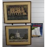 Two David Gentleman prints, each signed and dated 1966 to lower edges, comprising 'Saxtead Windmill'